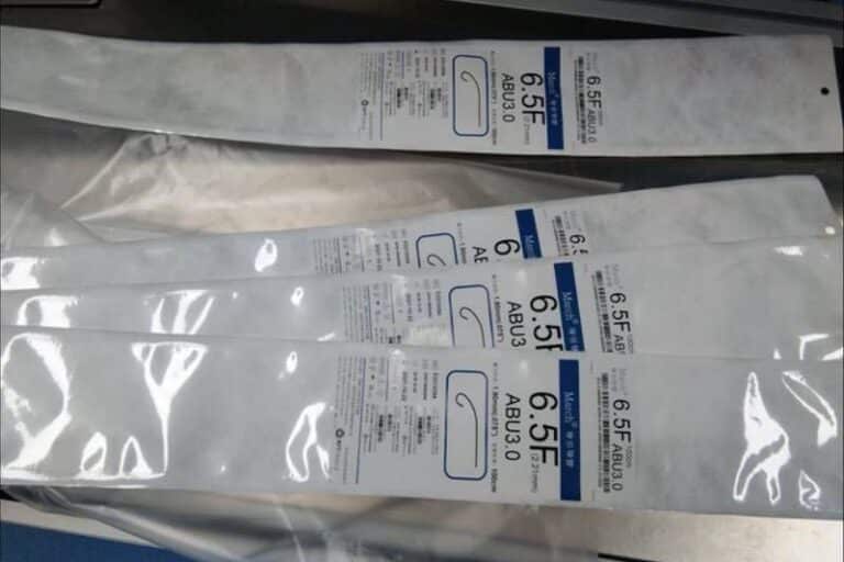 Labeled hanging mylar bag with automatic labeling machine for flexible packaging and retail display pouch