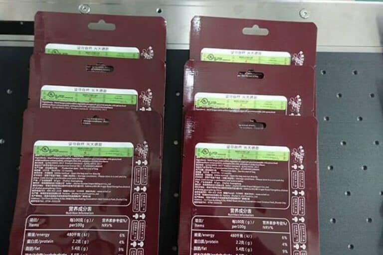Labeled mylar bag with automatic labeling machine for flexible packaging and pouch labeling line