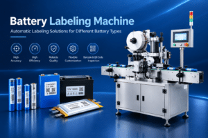 Automatic battery labeling machine for lithium-ion and storage batteries