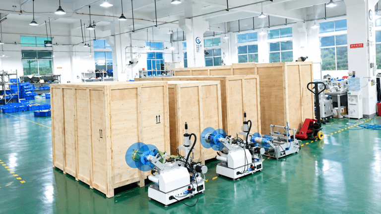 Packed automatic labeling machine ready for shipment