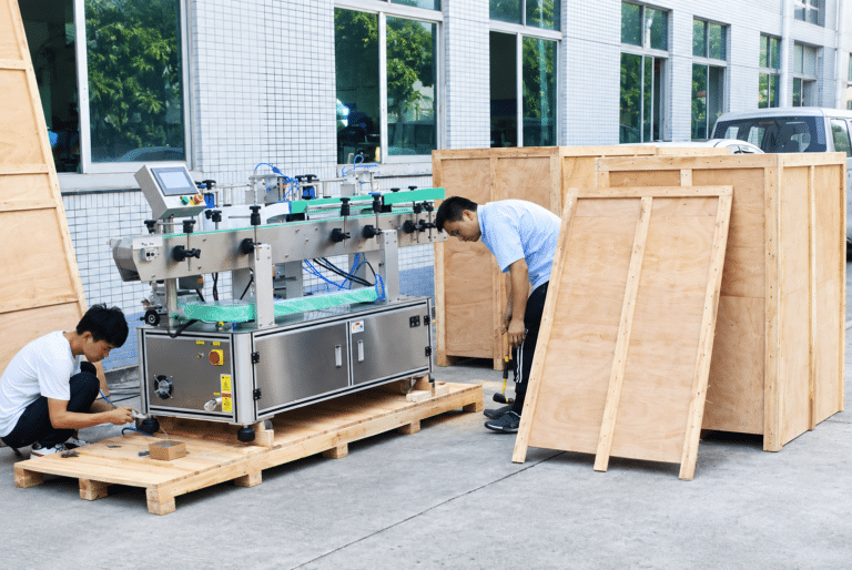 Packed Automatic Round Bottle Labeler Ready for Shipment