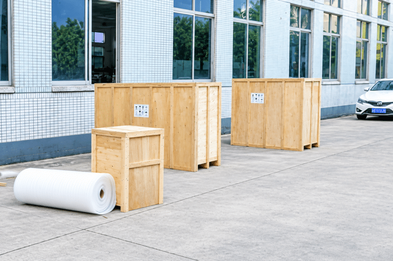 Packed Automatic Double Sided Adhesive Labeling System Ready for Shipment